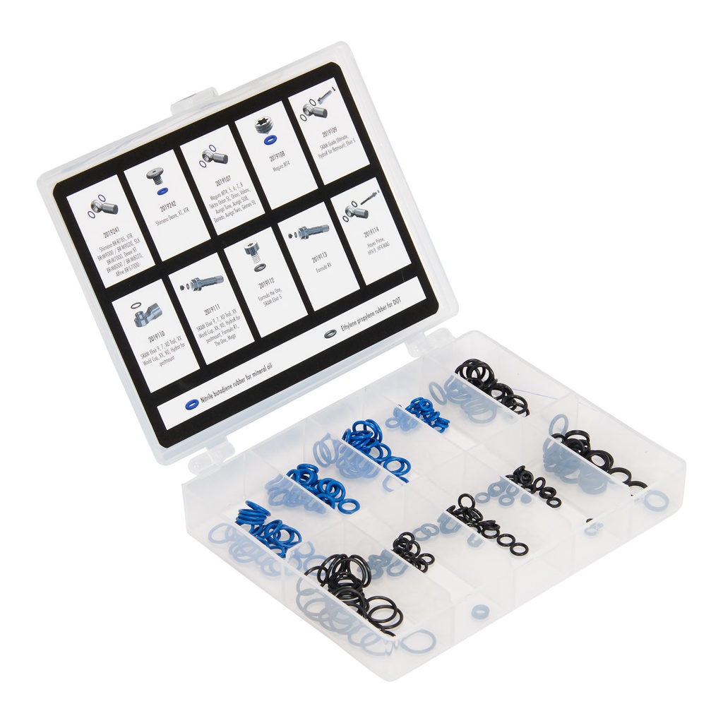 ELVEDES - Caja Set de juntas tóricas para reemplazo en pistones de freno (200x DOT/mineral) - E2019240