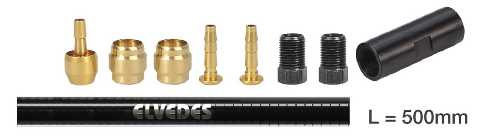 ELVEDES - Kit extensión hidráulico Hayes (Incluye inserts, Olivas, Tornillos, 50 cm Latiguillo) - E2019106